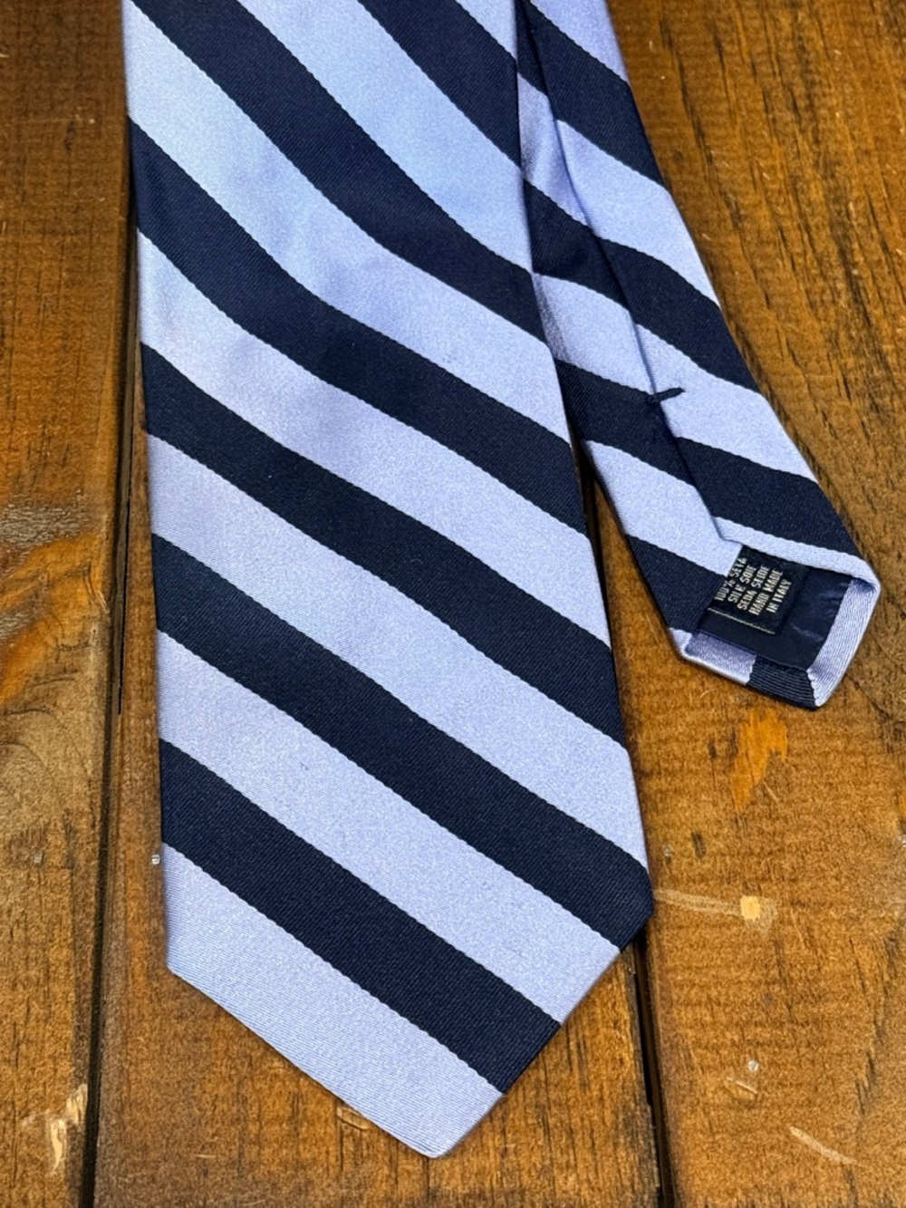 Trussini Cravatte NWT 100% Silk Handmade Italy Navy Blue Regimental Stripe Tie